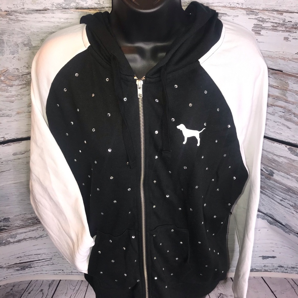 Pink Victoria’s Secret Bling Hoodie NWOT L